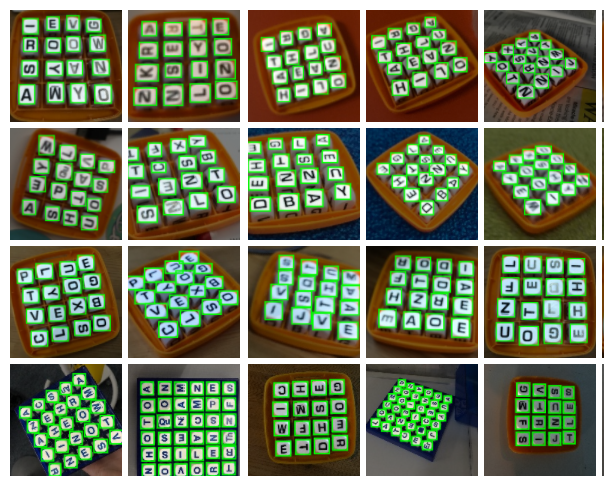 A sample of some of our labeled Boggle Boards.