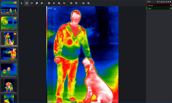 Labeling a thermal object detection dataset in VoTT