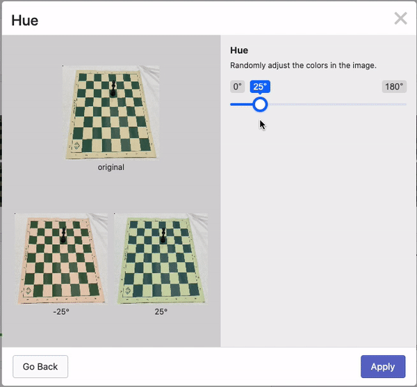 Hue augmentation (altering color) in computer vision.