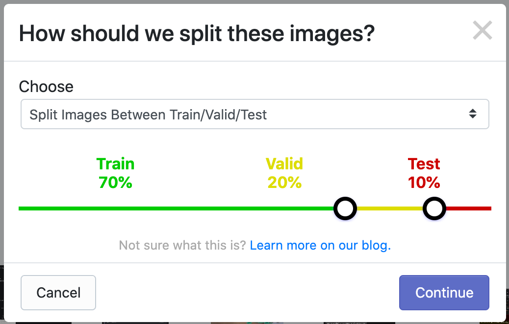 Create a training, validation, and testing set for computer vision.