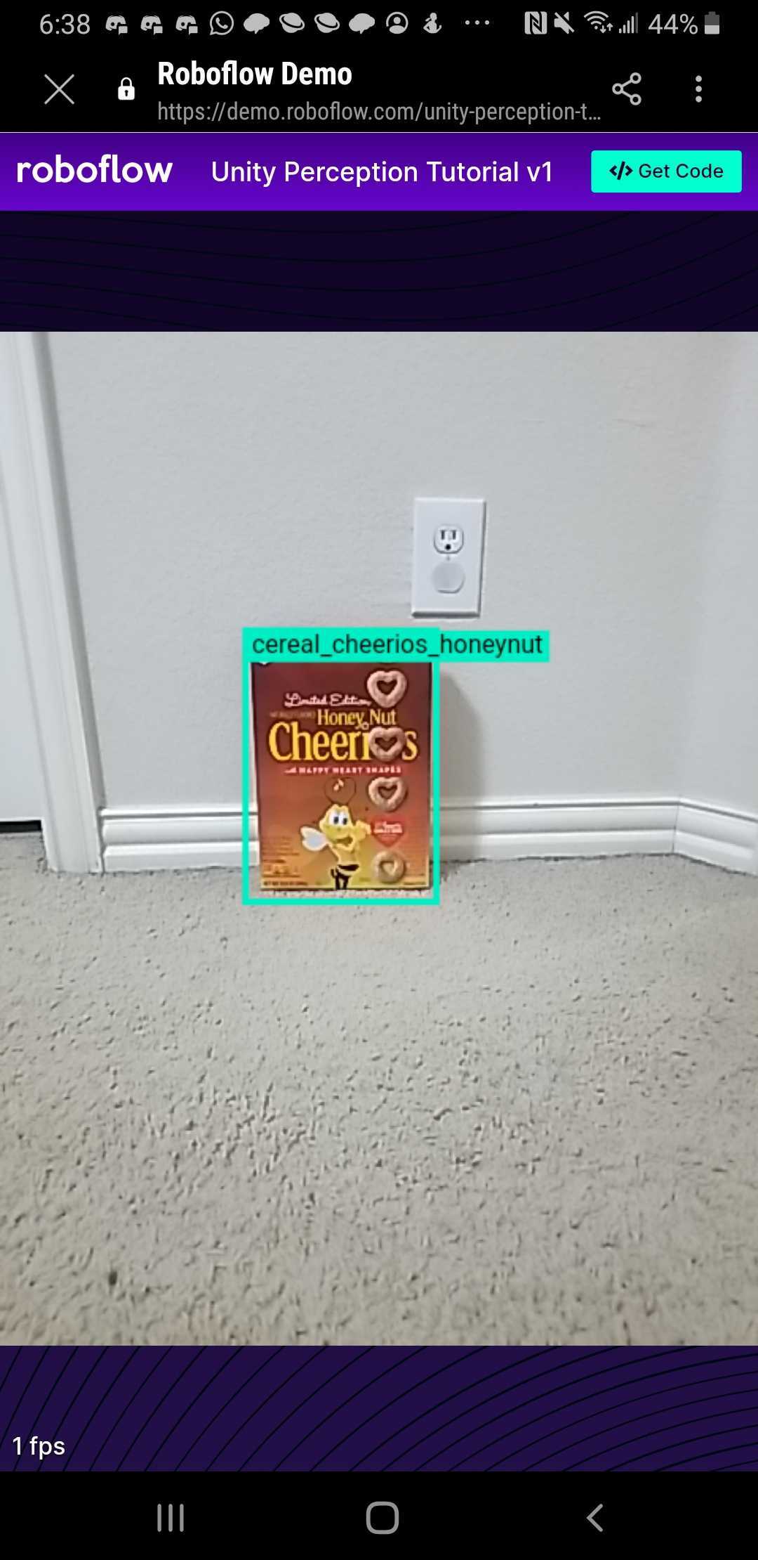 Unity Perception demo with cheerios.