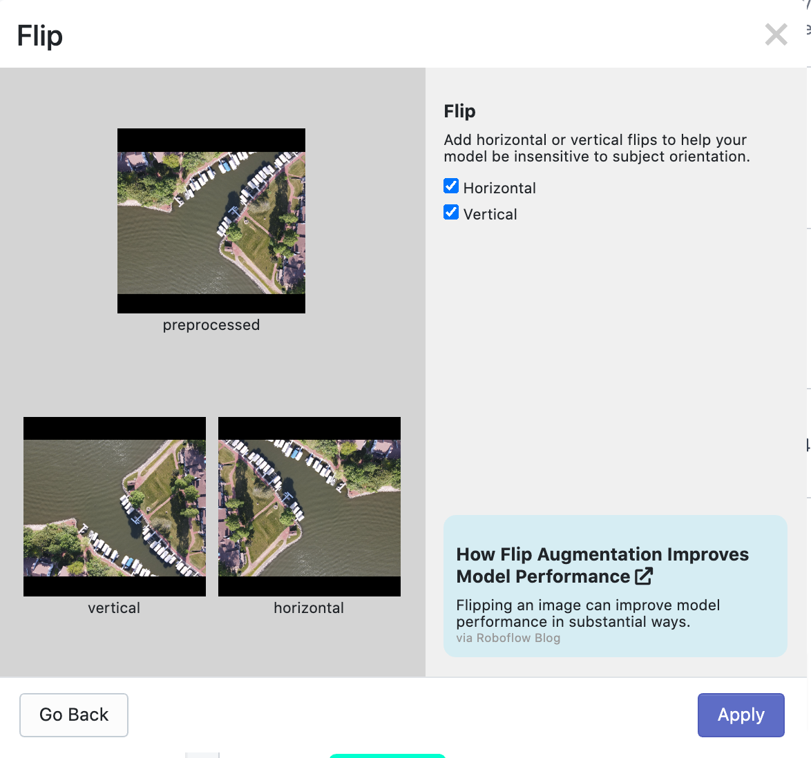 Random flip image augmentation mirrors an image across its x or y axis.