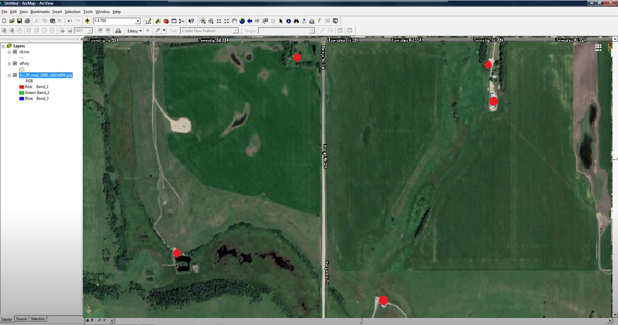 Placing dots on homes in ArcGIS without computer vision.