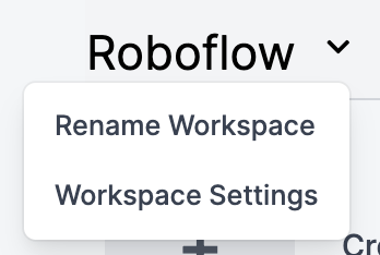 Workplace settings menu in Roboflow