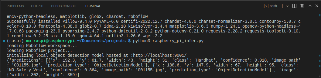 Example model predictions on one image